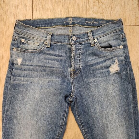 7 for all mankind josefina skinny boyfriend blue jeans size 27 - Picture 2 of 16